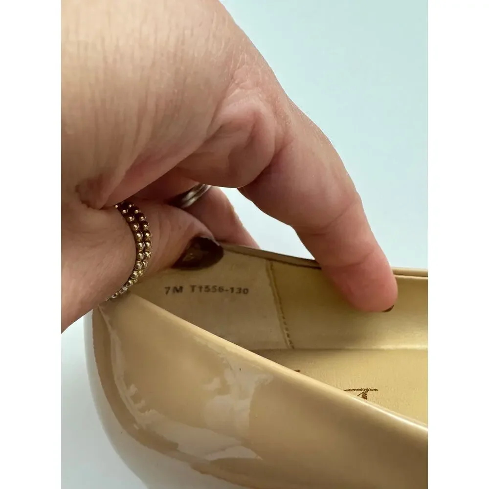 TROTTERS Womens Beige Estee Pointed Toe Patent Leather Flat‎ size 7